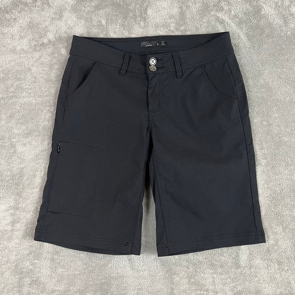 Prana Halle Burmuda Shorts Womens 6 Black Performance Outdoor Hiking
